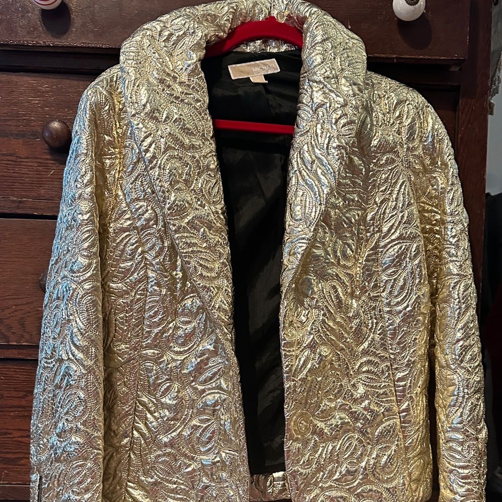 Michael Kors Metallic Gold Brocade Blazer